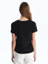 LC Waikiki V Neck Straight Short Sleeve Women T-Shirt